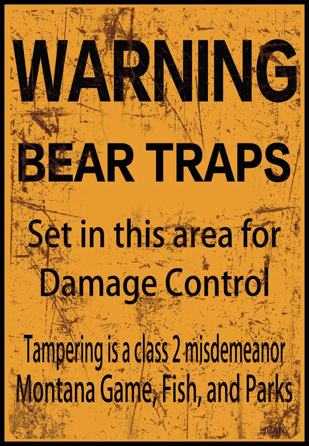 Vintage Metal Tin Sign Warning Bear Traps Montana Metal Sign Warn Beware Caution Hunting Cabin Tin Sign 8x12 Inches