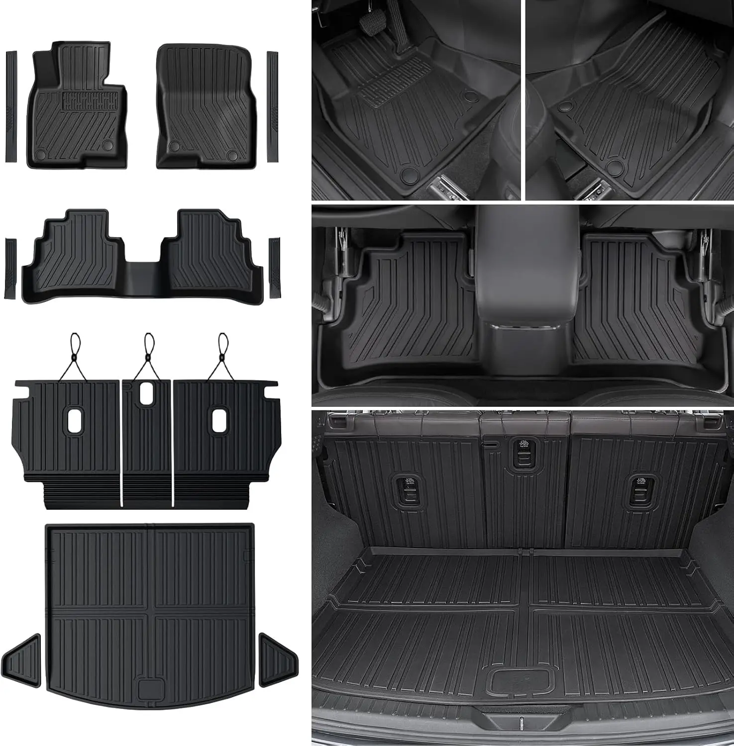 All-Weather Floor Mats Set for 2017-2025 SUVs, TPE Material, Full Coverage, Complete Accessories