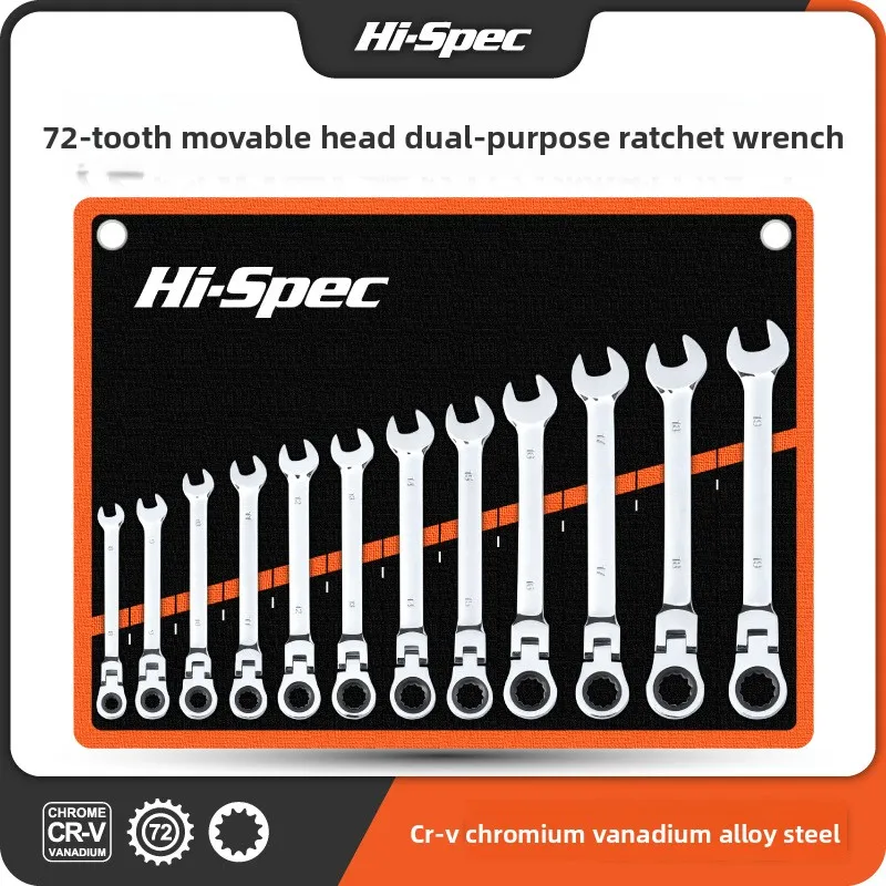

Hi-Spec Ratchet Wrench Set Combination Open End Box End Double Head Spanner Tool Kit Fast Labor Saving Hand Tool for Repair