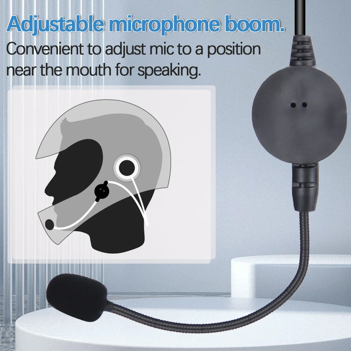 Headset Helm Sepeda Motor ABBREE 2-Pin Earpiece Radio Dua Arah dengan PTT Jari dan Mic untuk Baofeng UV-5R UV-32 AR-152 BF-888S