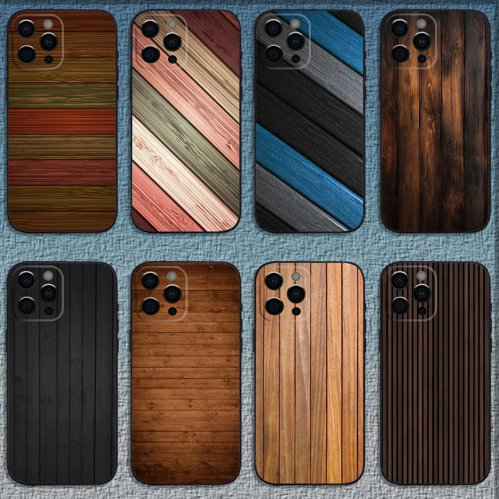 

Wooden Plank Pattern Phone Case For iPhone 16,15,14,13,12,11,Pro,X,XS,Max,XR,Plus,Mini Soft Black Cover