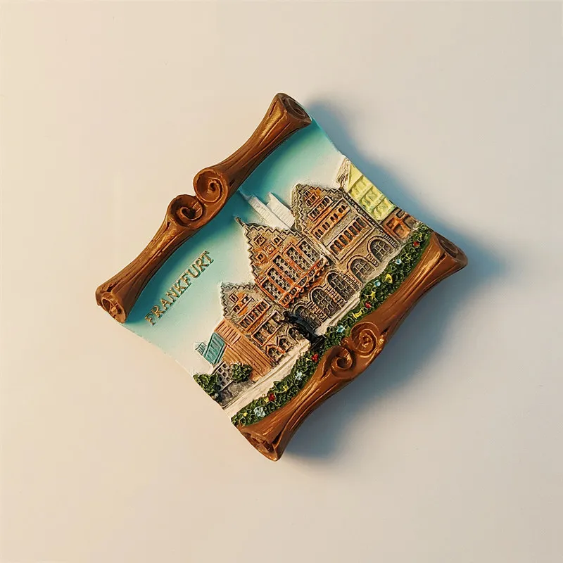 Frankfurt Roman Forum Tourist Souvenir Three-dimensional Painted Scroll Decoration Magnetic Fridge Magnet Resin Material