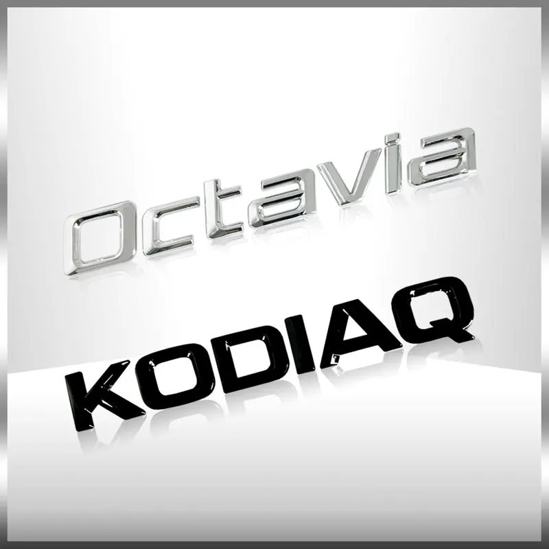 3d Metall Auto Heck Kofferraum Emblem Chrom Abzeichen Aufkleber für Skoda Octavia hervorragende Karoq Fabia schnelle 4x4 Yeti Brief Logo Dekor