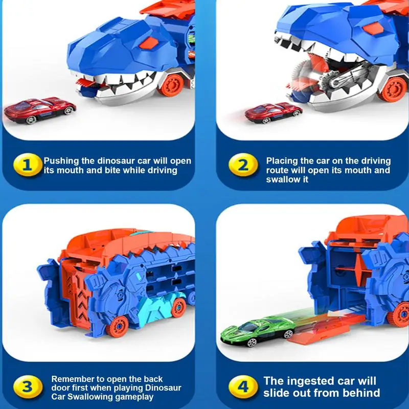 Dinosaur Transformed Car Toy Safe Dino Track Car Funny Unique Colorful Cool Holiday Gift for Thanksgiving Birthdays party