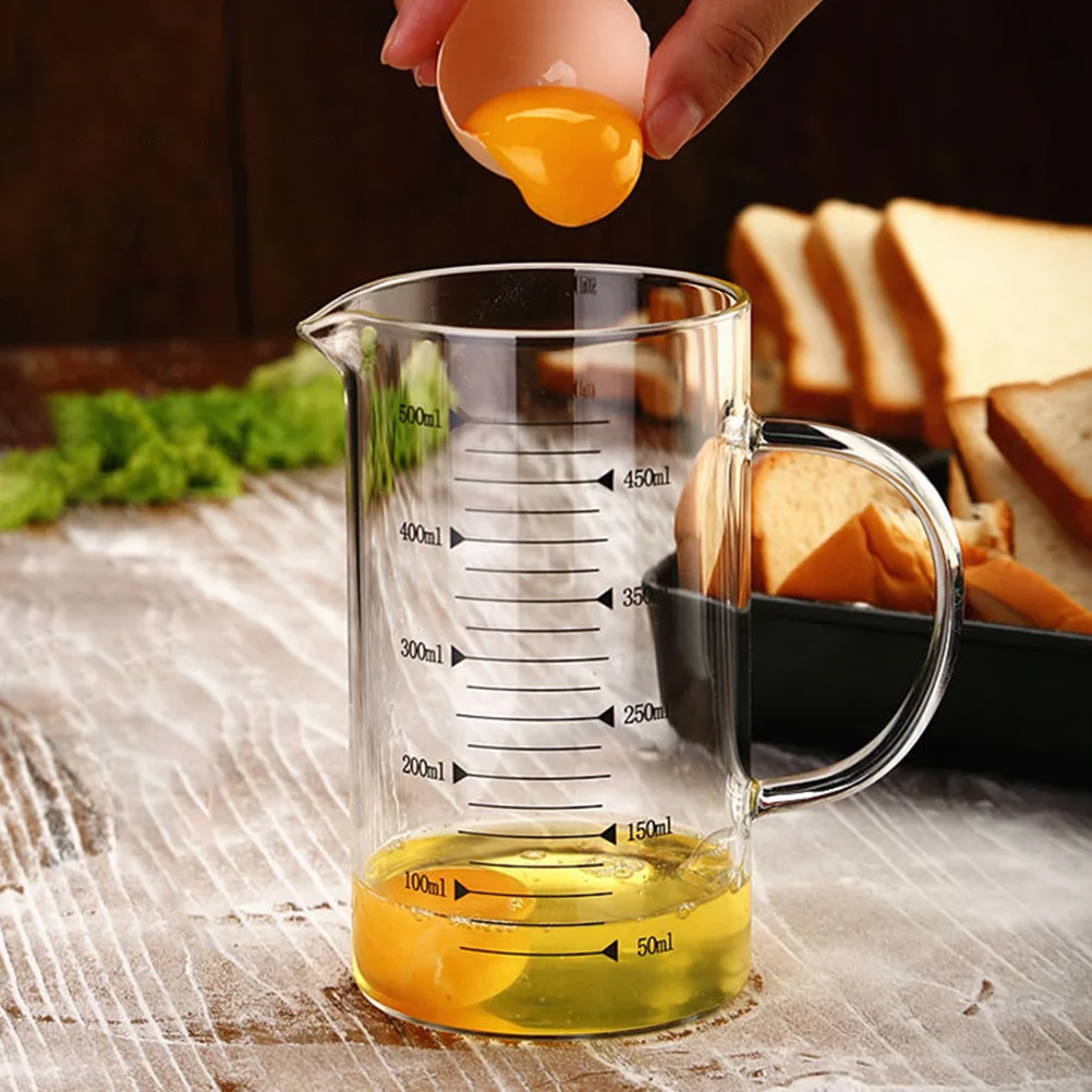 

1 Set Thickened Glass Measuring Cup With Lid Household Milk Cup For Juice Cream Oil Multi-Function Measuring Glass Home Kitchen