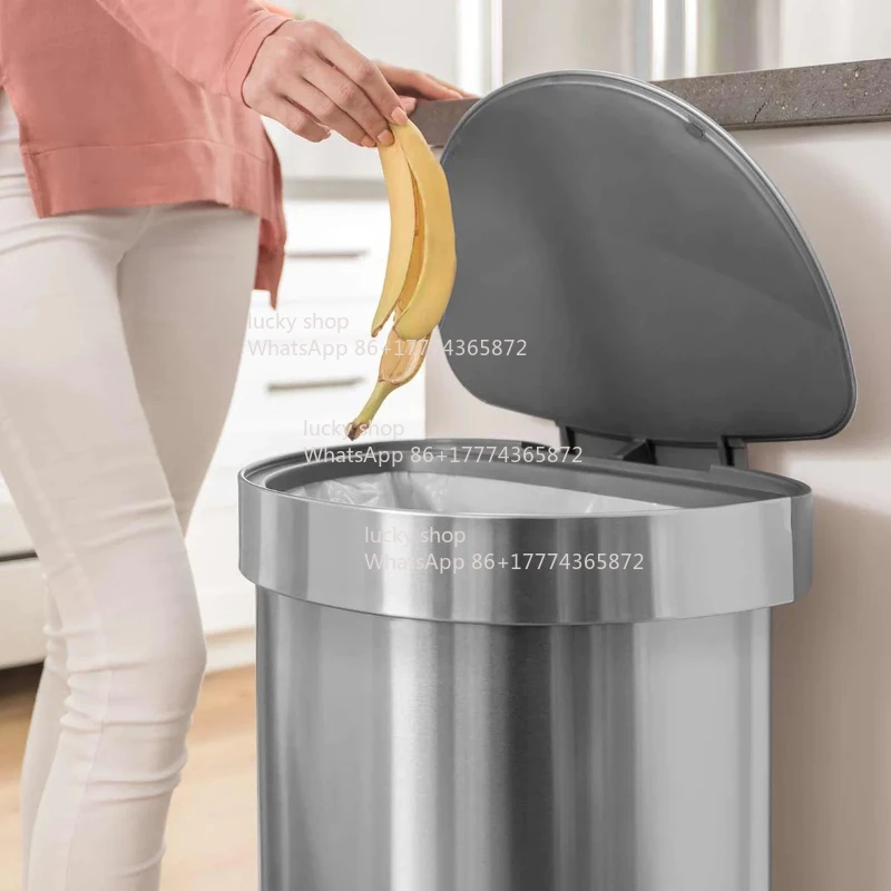 45L Semi-circular Foot Pedal Trash Can Stainless Steel with Lid