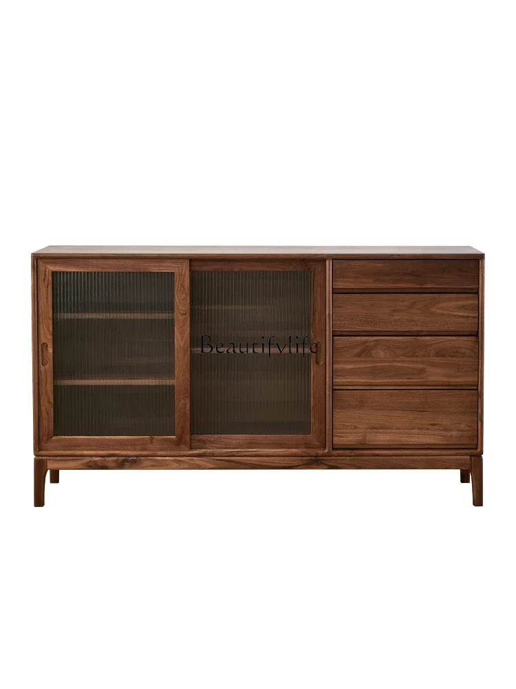 

North American Solid Wood Black Walnut Modern Simple Storage Locker Display Cabinet