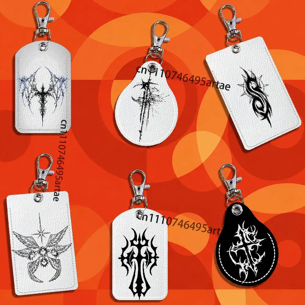 Gothic Cyber Sigil Cross Eyes Cute Cartoon Anime Card Keychain Fashion Pendant Bag ID Door Card Case Bus Card Cute Adult