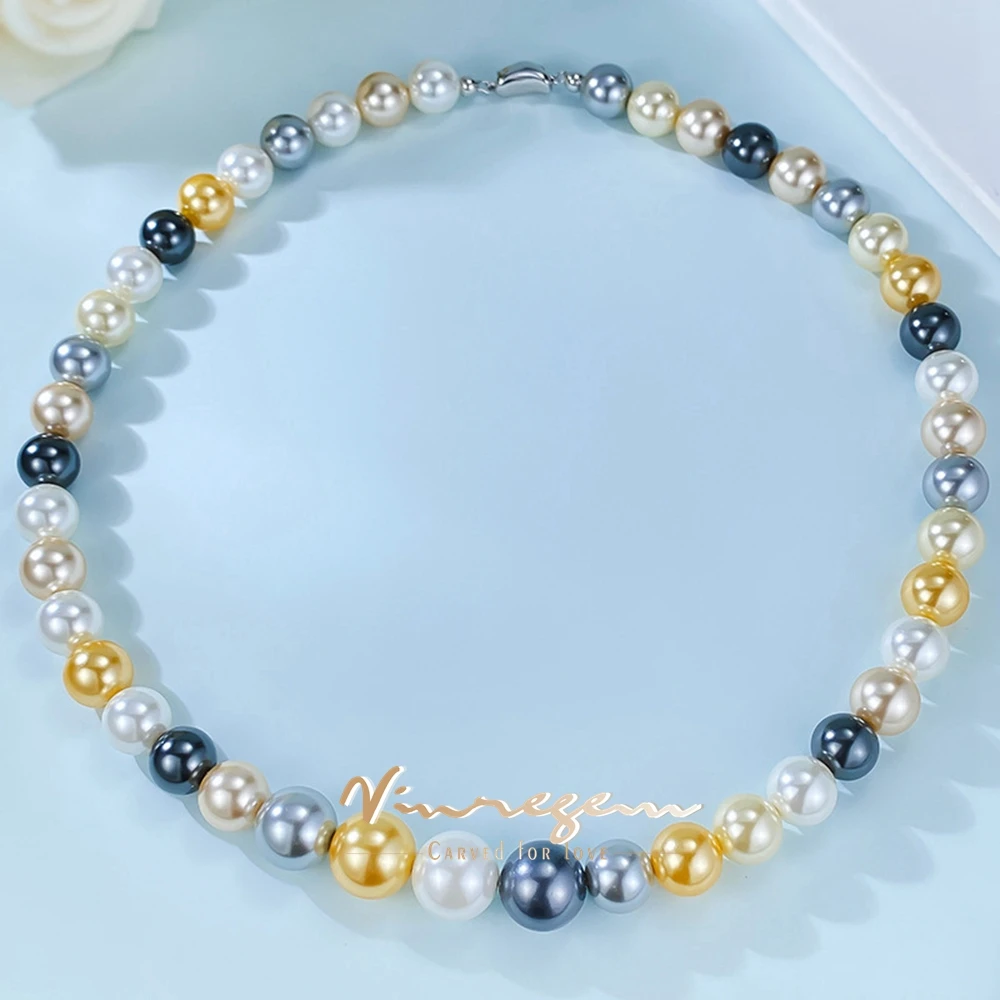 

Vinregem Sparkling Colorful Pearl Gemstone Elegant Necklaces for Women 100% 925 Sterling Silver Fine Jewelry Anniversary Gifts