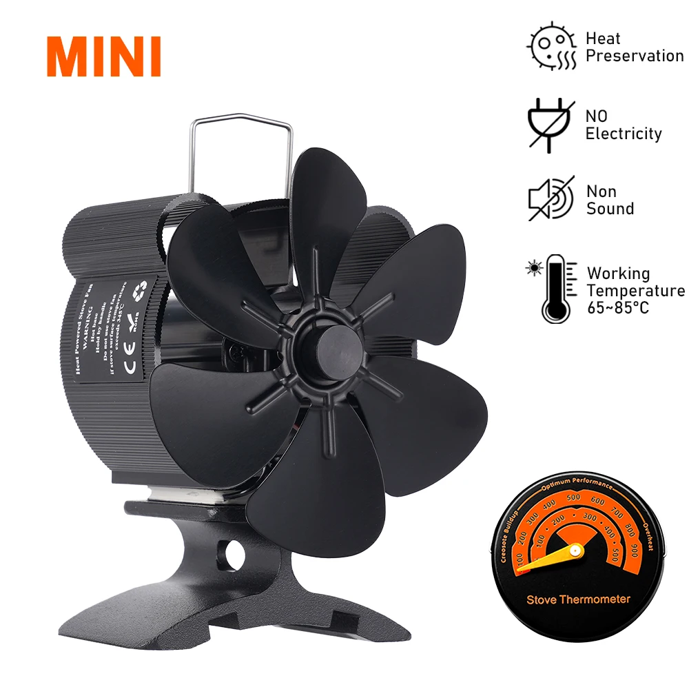 Mini Fireplace Fan With 6 Blades Heat-powered Stove Fan No Battery or Electricity Required Log Wood Burner Eco Quiet Fan Heater