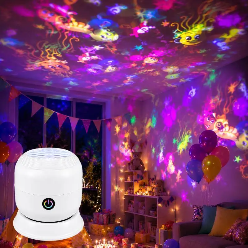 Dynamic LED Starry Ocean Projector Light 360° Rotating USB Plug-in Night Light for Wedding Event Scene Decor