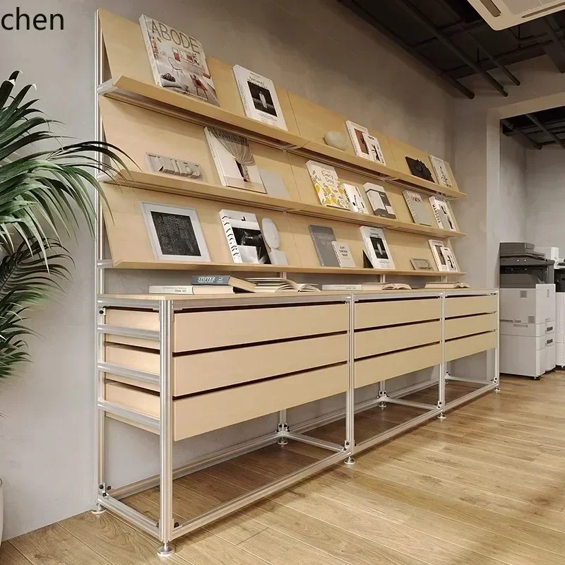 DSA   Birch Wood Display Rack Shelf Storage Exhibition Bookshelf Industrial Style File Drawer Sample Display