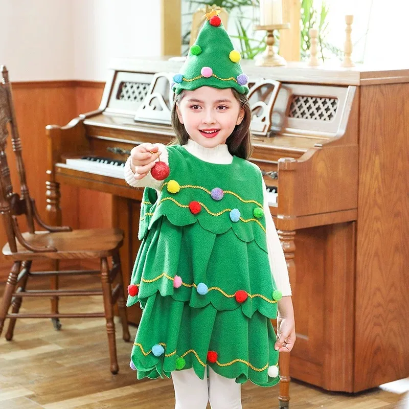 NewChristmas Tree Costume Girl Christmas Children Adult Christmas Tree Dress Adult Parent Child Christmas Role Playing Dress