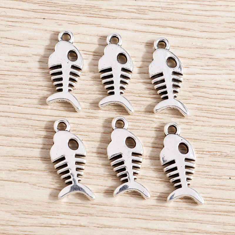 

30pcs 7x17mm Cute Alloy Fish Bone Charms for Drop Earrings Pendants Necklaces DIY Handmade Bracelets Jewelry Making Accessories
