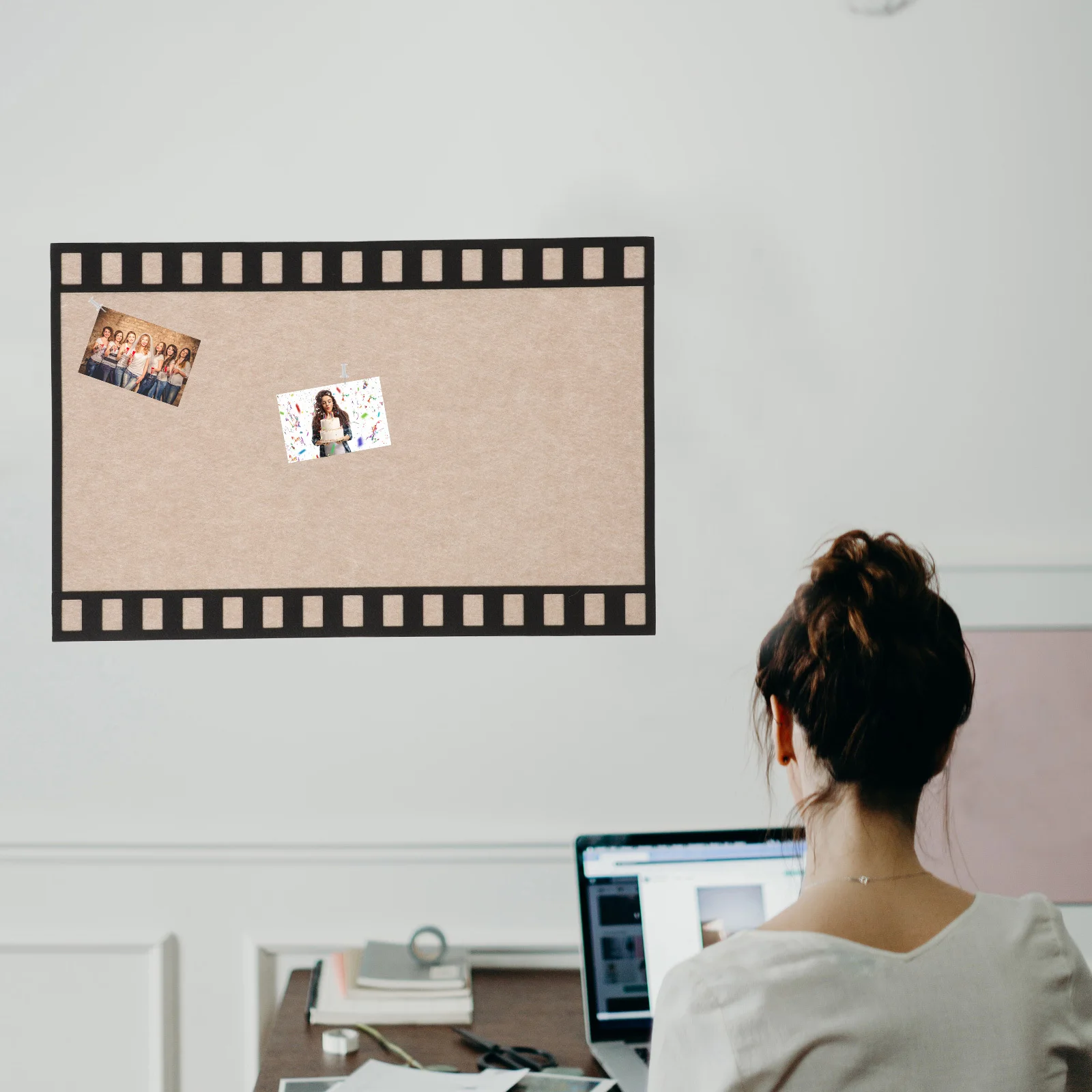 لوحة مذكرة لشريط الفيلم على الطراز العتيق، لوحة إعلانات إطار صور متعددة الوظائف لعرض جدار المكتب المنزلي