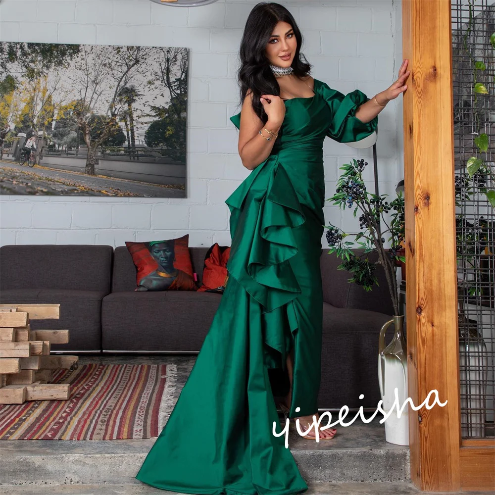 Vestido de baile de cetim a linha um ombro, vestido de baile, Arábia Saudita, vestido de baile, plissado, Dia dos Namorados, ocasião personalizada, vestidos Midi