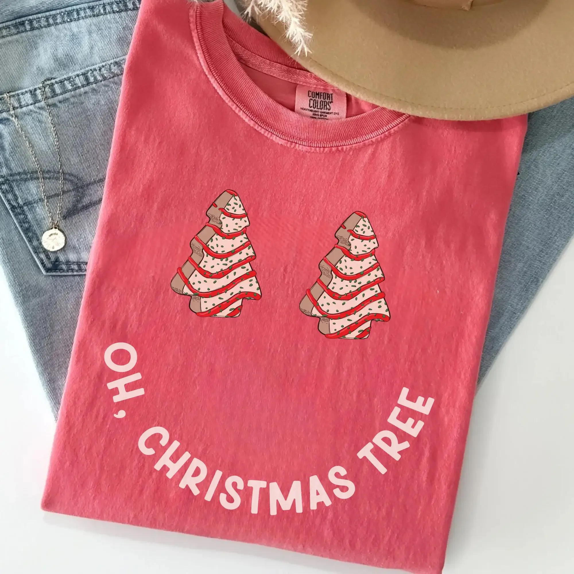 Oh Christmas Tree T Shirt Cakes Funny For Women Party Xmas Holiday Retro