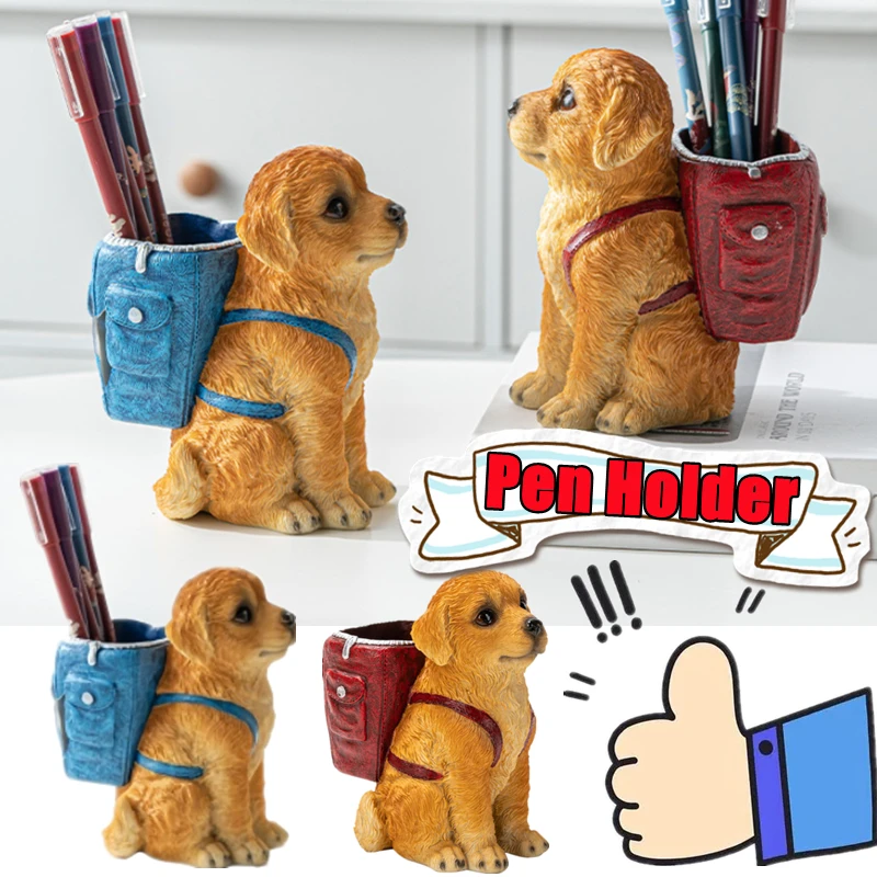 

Newest Cartoon Cute Puppy Pen Holder Resin Desk Decoration for Offices Homes Perfect Birthday Gifts for Students Goung Adults
