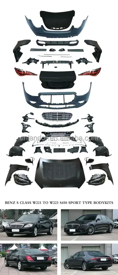 Accessories with front and rear bumpers grilles headlight for Mercedes-Benz W221 retrofit for W222