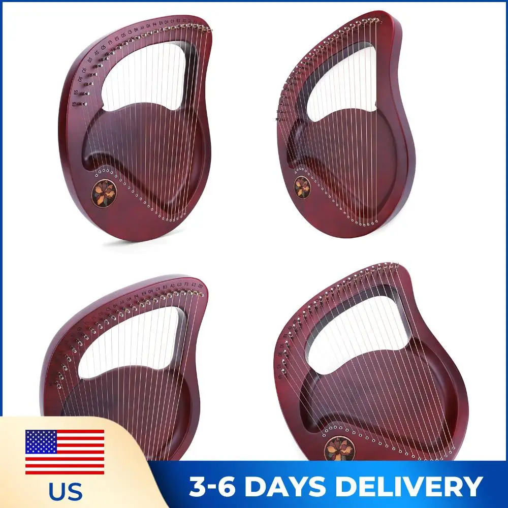 

Портативная арфа из массива красного дерева с настроечным ключом, арфа в классическом стиле с сумкой для переноски, подходит для начинающих и любителей музыки.