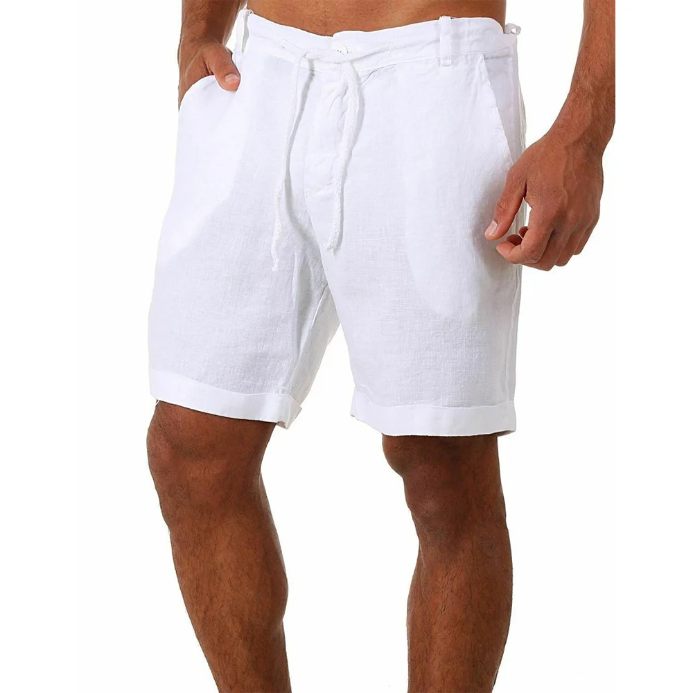 KB-Shorts masculinos de algodão de linho, calças masculinas de verão, respirável cor sólida, Streetwear Fitness, S-4XL, Novo, 2022
