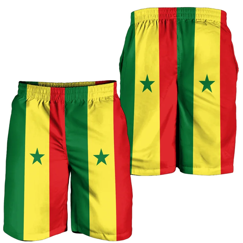 Senegal Flag Map 3D Print Beach Shorts Casual Hawaiian Boy Trunks Coat Of Arms Short Pants For Men Clothes Male Casual Trousers