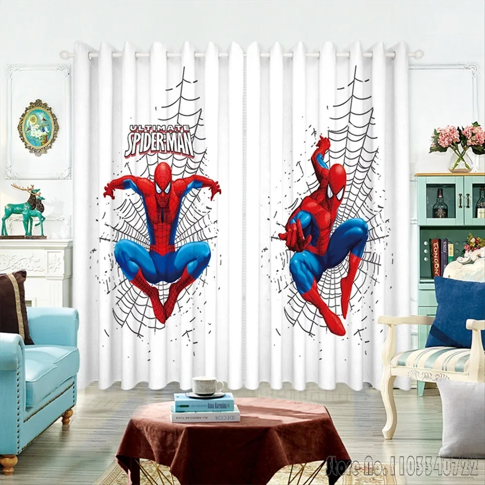 Avengers Disney Spider Web SpiderMan Window Curtain 3D Print Blackout Curtains Living Room Bedroom Decor Custom Kids Gift