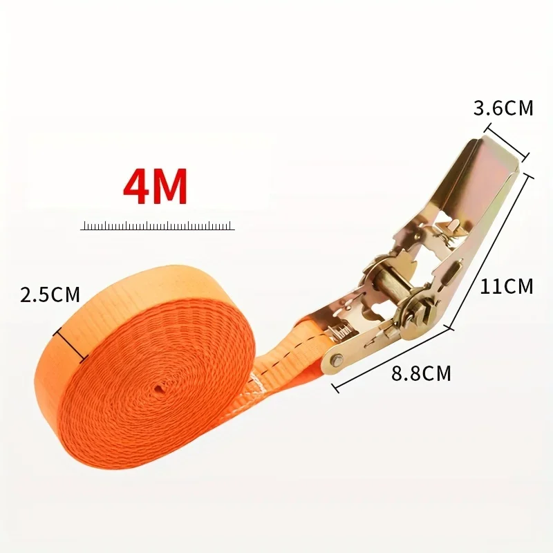 حزام بضائع بسقاطة قابل للتعديل شديد التحمل مع مشبك معدني 4 م/6 م/8 م لسيارة شاحنة الأمتعة نقل السلع التخييم في الهواء الطلق #5