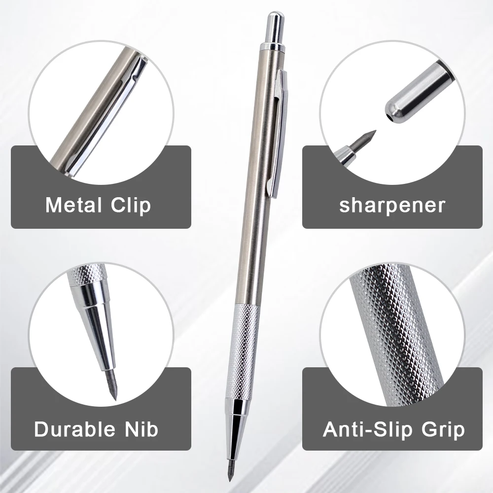 0,3/0,5/0,7/0,9mm Metall-Druckbleistifte-Set mit 2B Minen-Nachfüllungen, Rutschfester Automatikbleistift für Schule und Schreibwaren – Detail 1