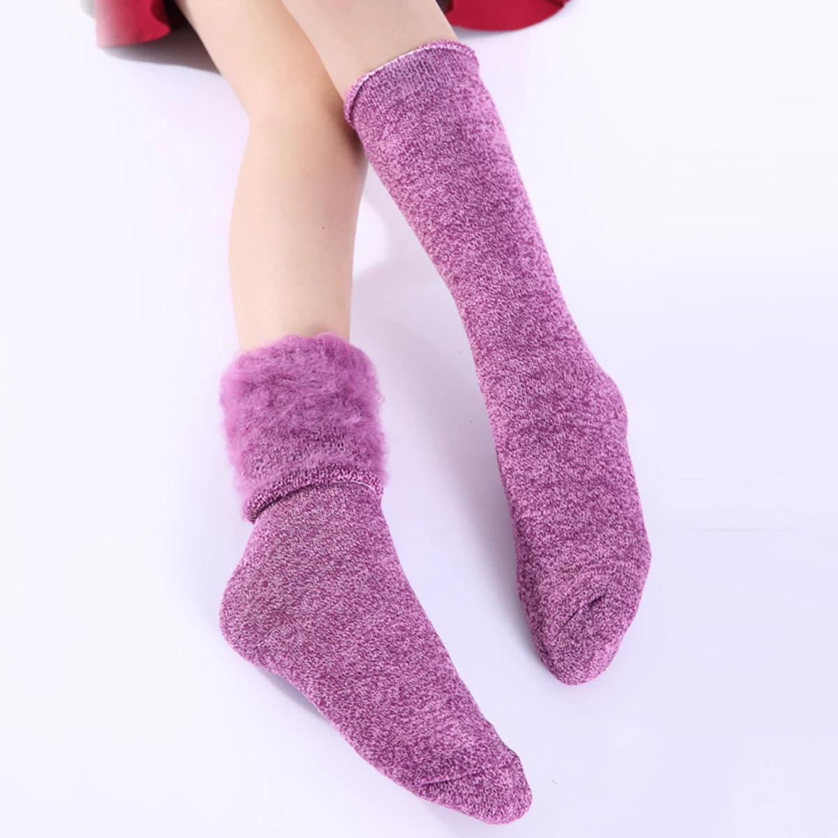 Women Winter Knitted Boots Socks Super Soft Warm Cozy Fuzzy Fleece-Lined Ladies Winter Snow Socks Floor Socks for Cold Weather