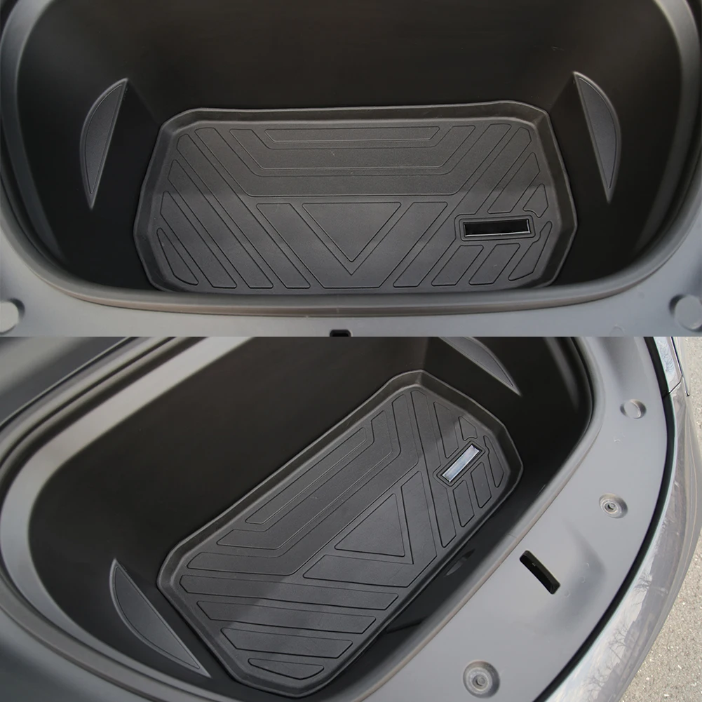 Trunk Mats for 2019-2023 Tesla Model Y TPE Trunk Cargo Tray Front Rear Trunk Frunk Storage Waterproof Protective Pad