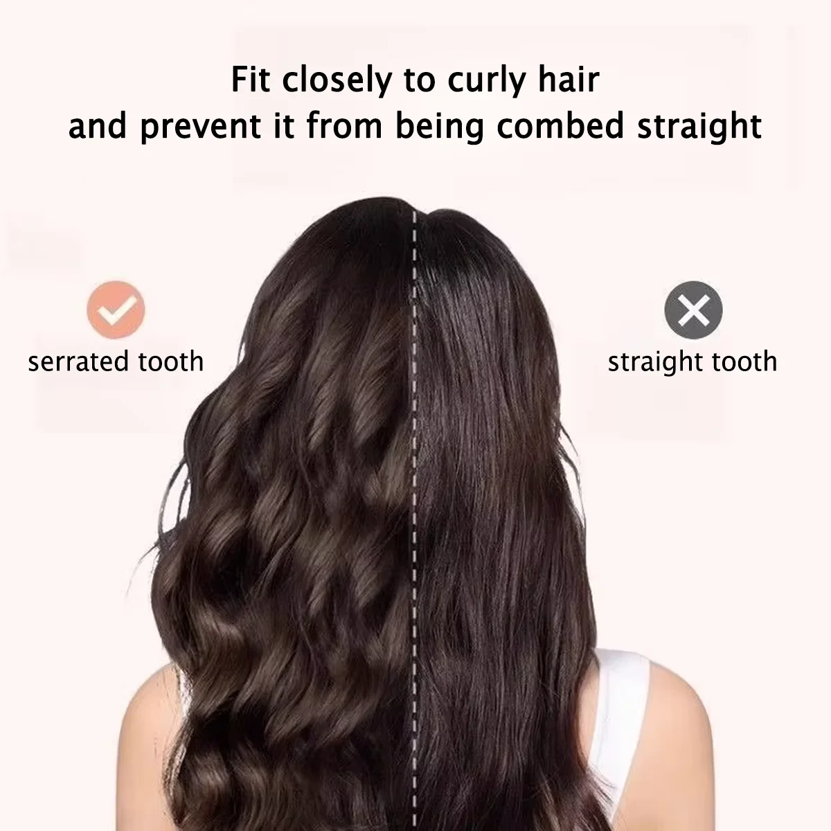 1pc Double Row Wavy Tooth Curly Hair Comb Scalp Massage Comb Fluffy Comb Curly Hair Management, Elegant Hair Care