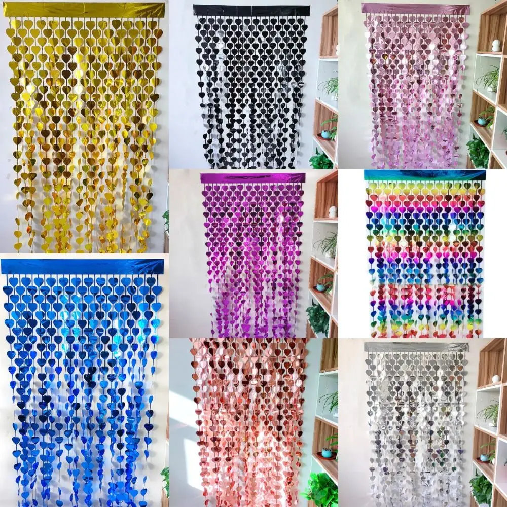 Glitter Party Door Curtain Valentine\'s Day Fringe 1x2m Love Wall Backdrop Shimmer Wedding Decor Birthday Decoration