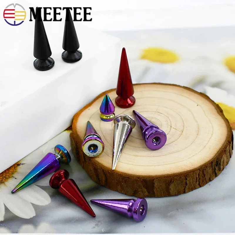 5/10/20Pcs Meetee Metal Punk Rivets Bag Leather Screwback Garment Cone Studs Spikes Nails Buckle Bottom Nail Decor Accessories