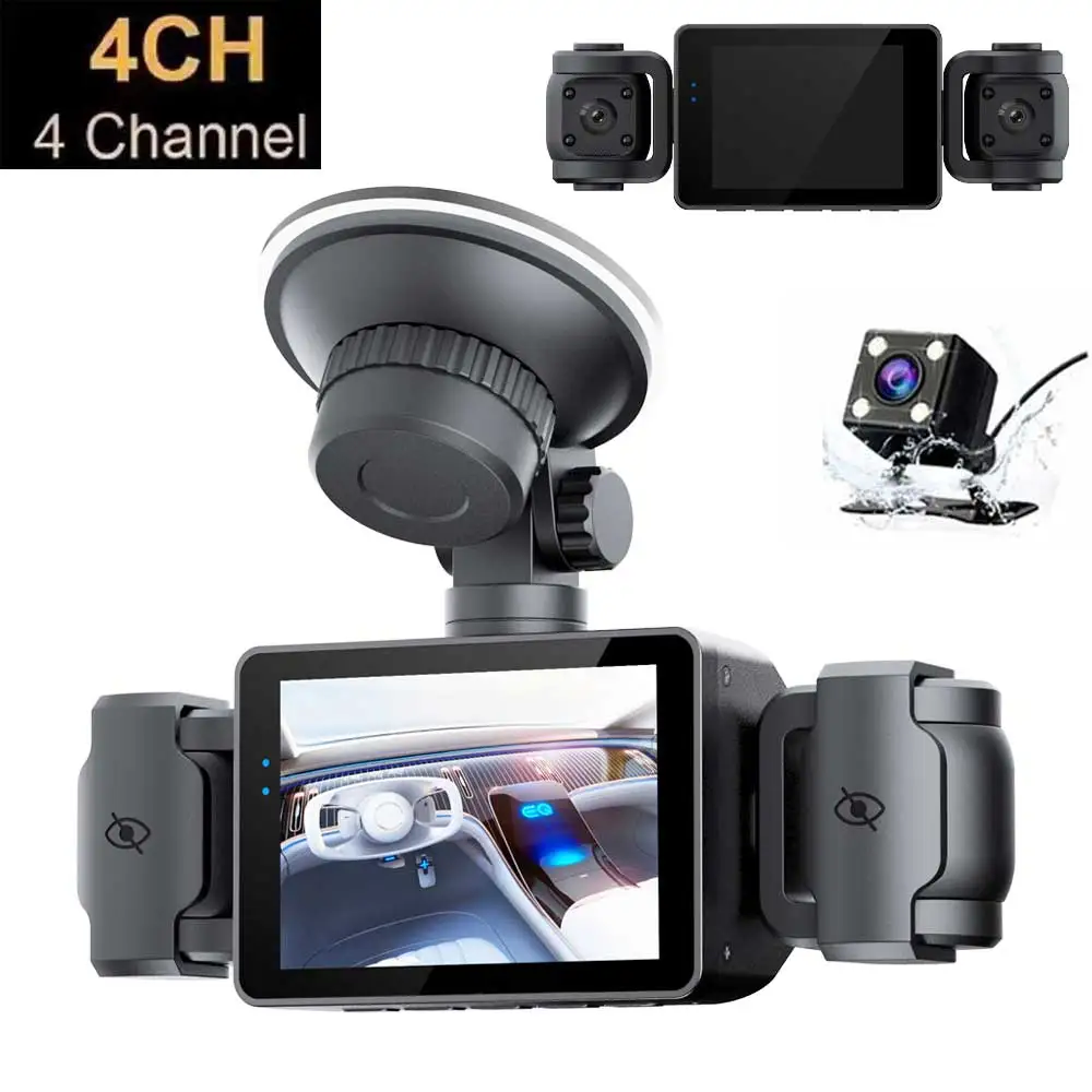 

Car Dash Cam 4 Channel for Car DVR 360° Video Recorder 1080P Front Left Right Rear Loop Recording Night Vision Parking Moniter