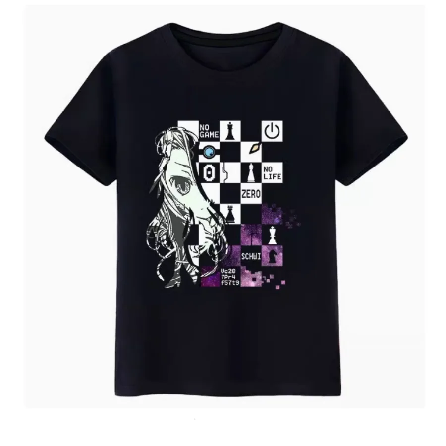 No Game No Life Shiro Sora Shuvi Dola Cartoon Print Short Sleeve T Shirt Women Men Harajuku Aesthetic Graphic Tshirt Cotton Tees