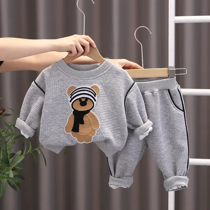 Kids Clothing Spring Autumn Baby Boy Clothes 1 To 2 Years Cartoon Pullover Long Sleeve T-shirts and Pants 2PCS Childrens Suits