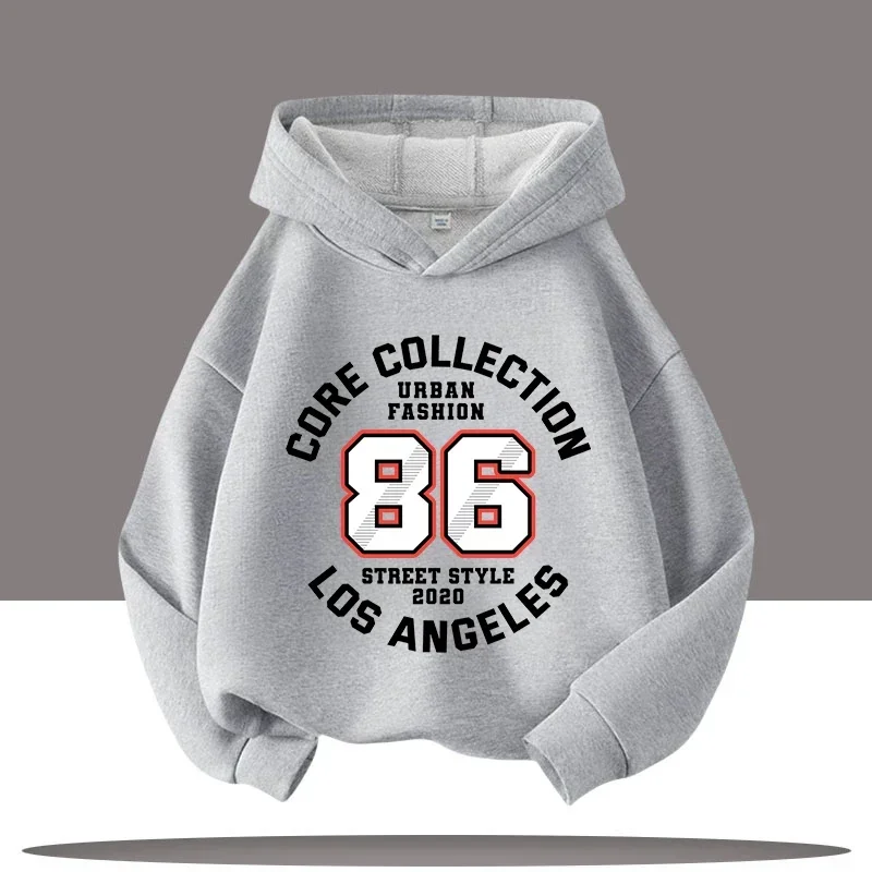 Los Angeles Hoodie 86 Urban Fashion Street Style Collection Number Aesthetic Grey Oversized Casual Sport Sweatshirts