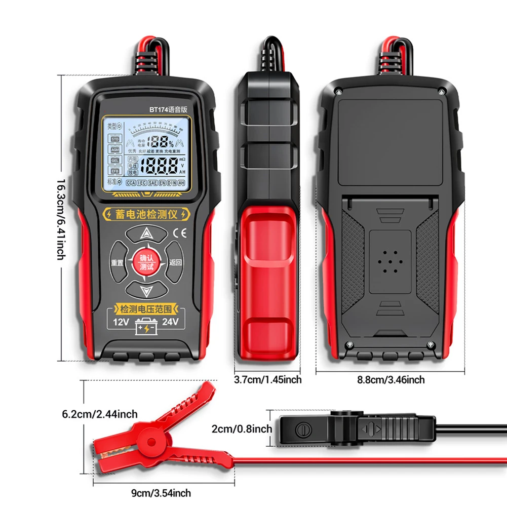 

For ANENG BT175 12V/24V Lead-Acid Battery Tester 8-36V 50-1999CCA 3-200Ah AGM/GEL/EFB Automotive Motorcycle Battery Diagnostics