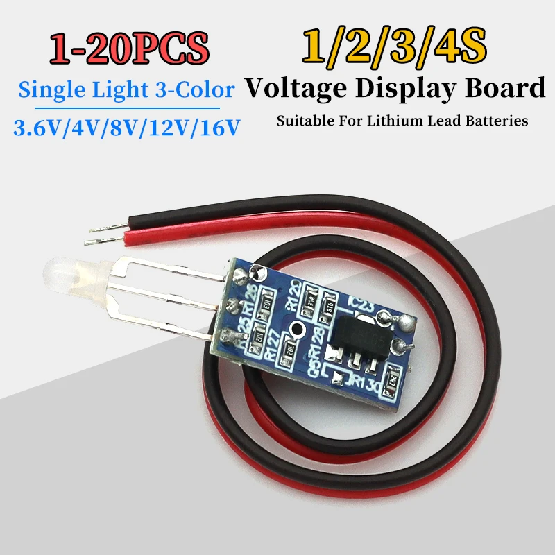 3.6V4V8V12V16V Single Light String Voltage Display Board Suitable for Lithium Lead Batteries 1/2/3/4 String Voltage