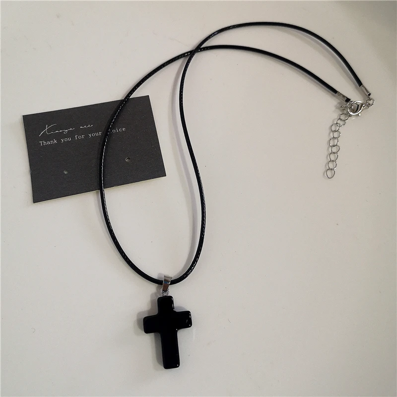 Punk Rock Schwarz Herz Kreuz Anhänger Kette Halskette Für Männer Frauen Coole Hip Hop Straße Vintage 90er Jahre Y2K Grunge Goth Zubehör