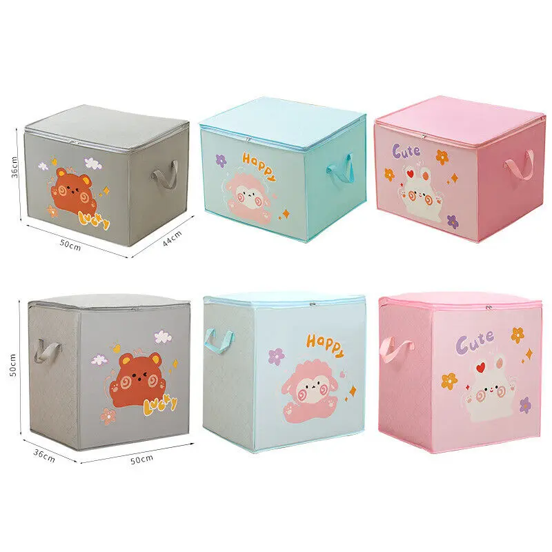 Clothes Quilts Storage Box Cube Foldable Storage Boxes Kids Toy Organizer Box Cartoon Animal Dustproof Travel Storage Bag Home