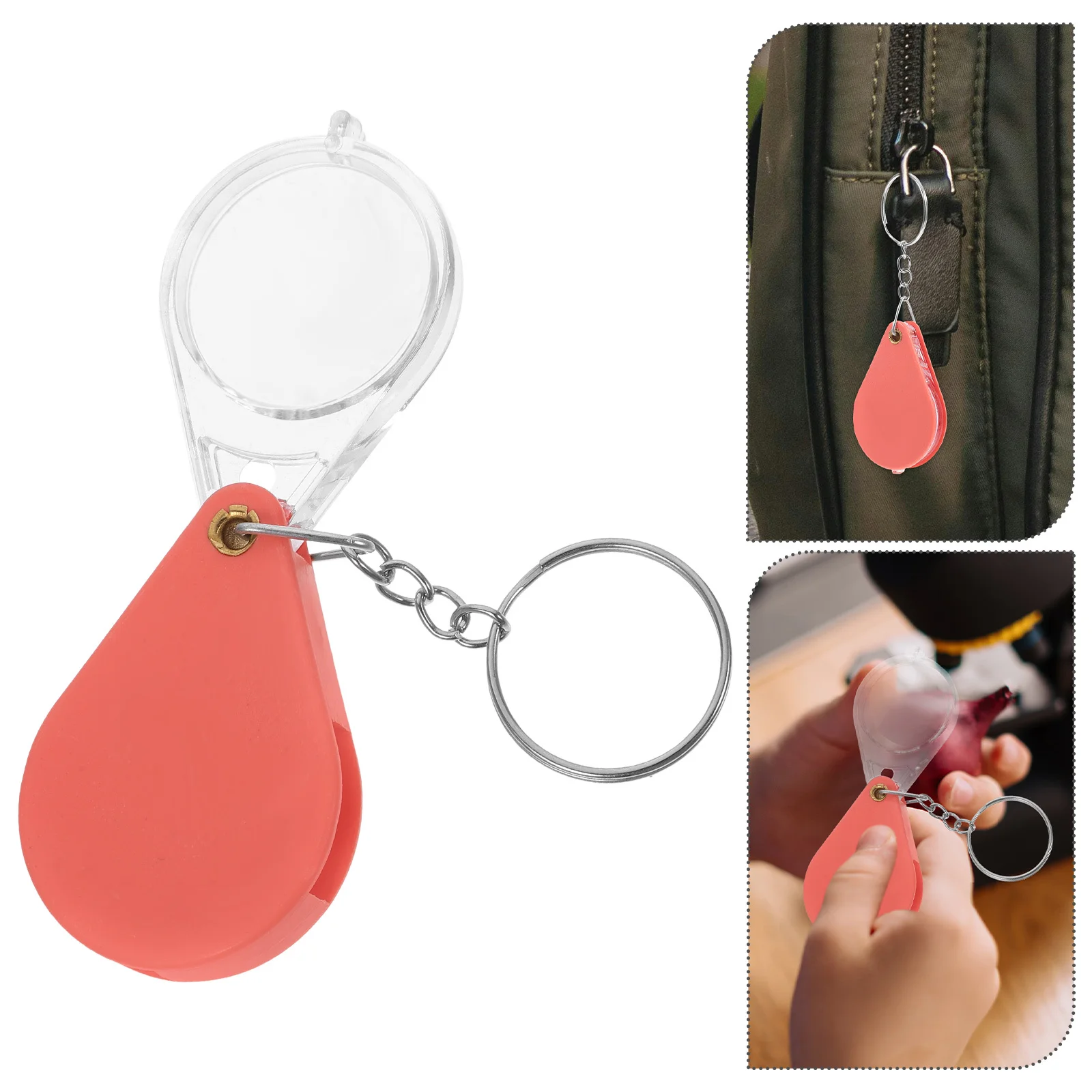 

10pcs Mini Keychain Magnifying Glass 10x Foldable Pocket Magnifier Protective Cover Portable Hobby Tool ange Alloy Elderly