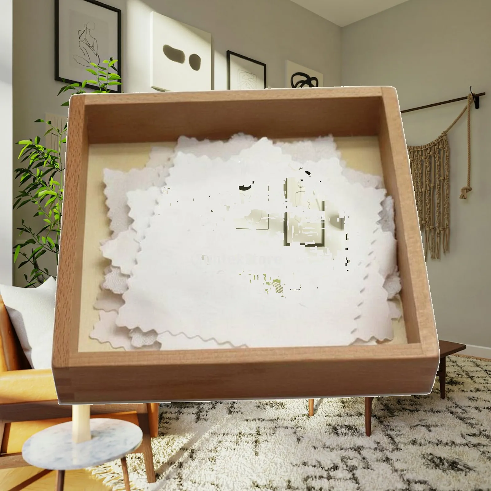 Wooden Sensory Training Box for Kids Textured Fabric Matching Toy Preschool Learning Activity