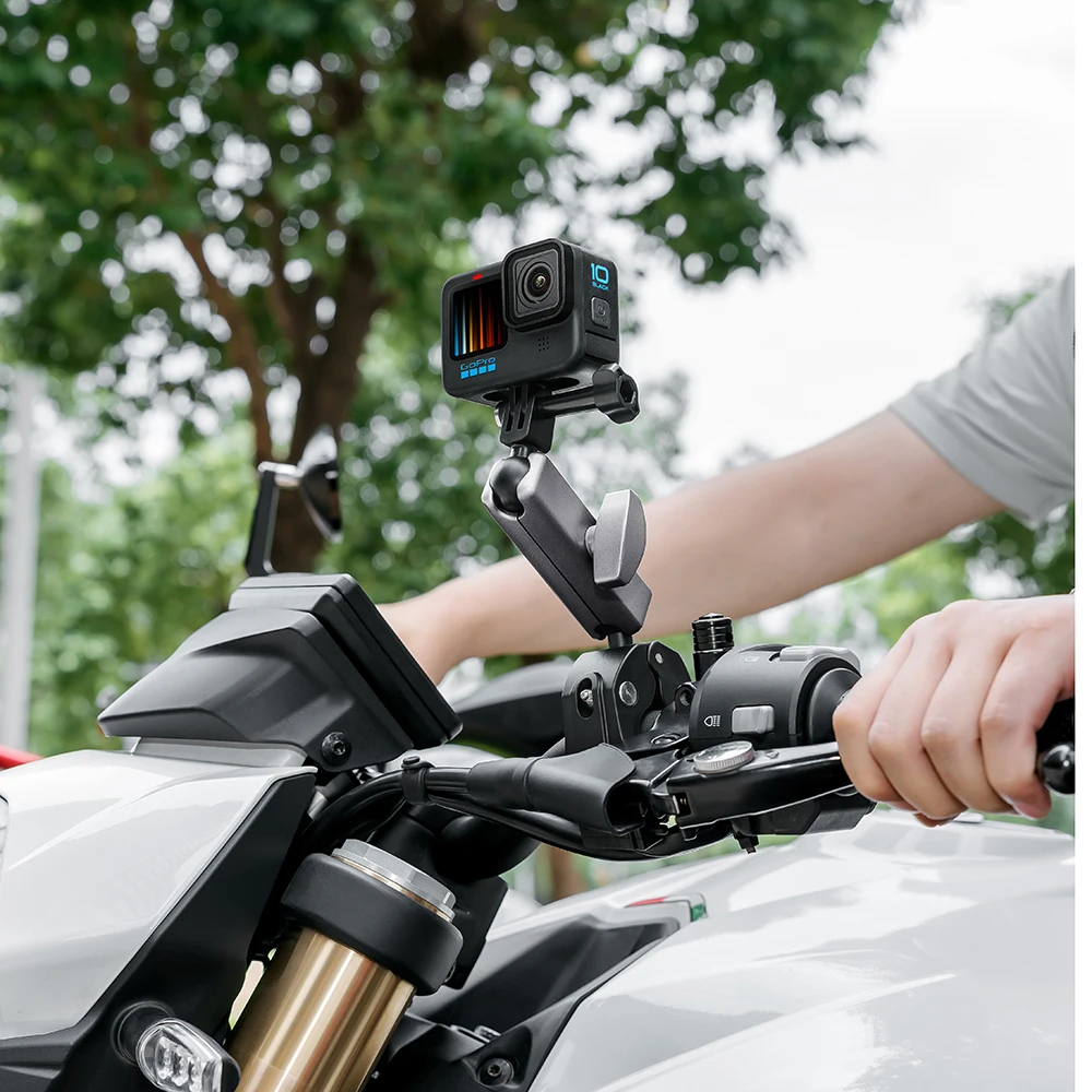 For Gopro Hero 12 10 9 8 Motorcycle Bicycle Rail Mount Clamp with 360 degree Ball Mount Clipfor insta360 DJI OSMO Action Camera