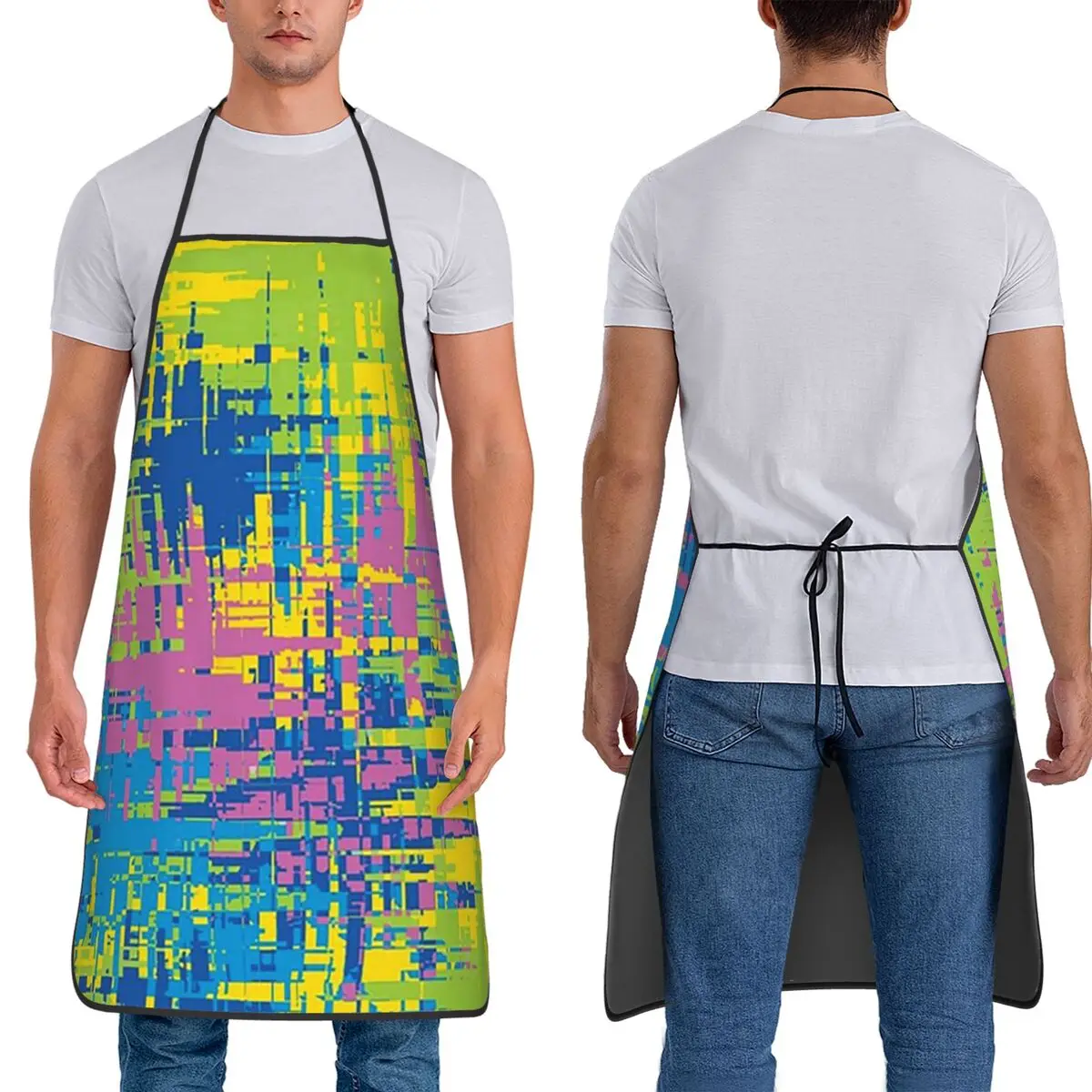 

Пиксельный фартук крутых цветов, фартук для шеф-повара, приготовления пищи, выпечки, водонепроницаемый нагрудник, кухонный сарафан для чистки для женщин и мужчин, садоводства