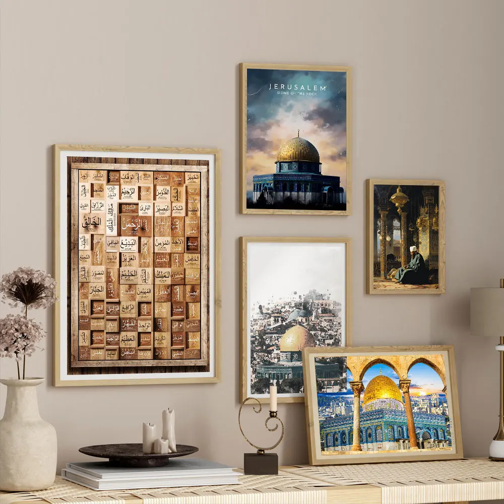 Masjid Aqsa Mosque Poster Print Home Decoration Jerusalem Palestine Dome Of The Rock Canvas Painting Islamic Muslim Room Deco