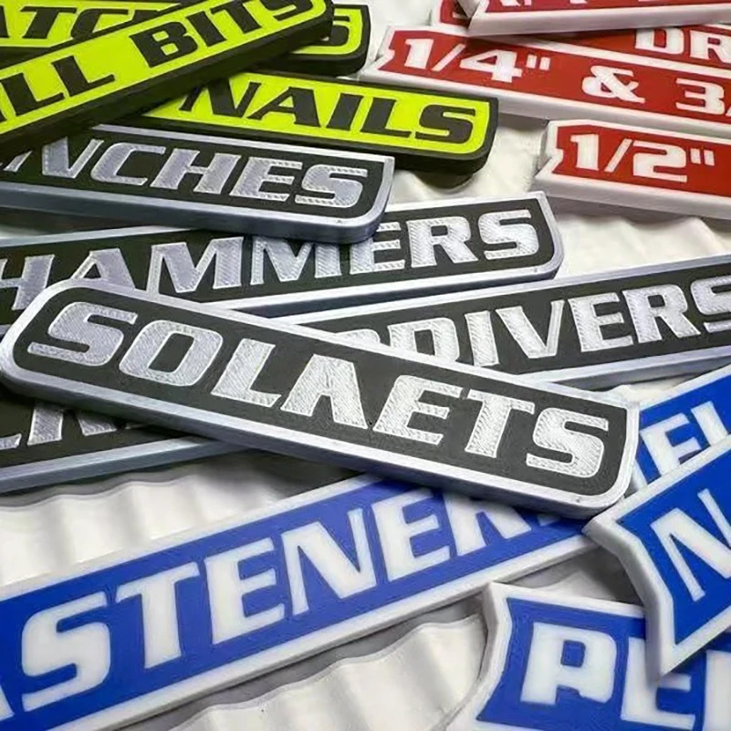 ป้ายแม่เหล็กสำหรับกล่องเครื่องมือ ป้ายแม่เหล็กสำหรับกล่องเครื่องมือที่พิมพ์ด้วยเครื่องพิมพ์ 3 มิติ ชุดป้ายแม่เหล็ก ป้ายสำหรับลิ้นชักเครื่องมือแบบพกพา สำหรับลิ้นชักและกล่องเครื่องมือ