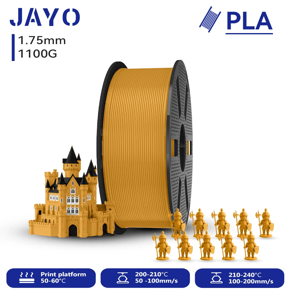 JAYO 1100G 3D PLA Druckerfilament 1,75mm Ungiftig & Blasenfrei PLA-Kunststoff als 3D-Druckfilament für 99% der 3D FDM Drucker & Stifte 1,1KG/Rolle