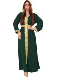 Eid Muslim Hooded Dress Women Muslim Abaya Dubai Green Plus Size Vestidos Maxi Turkey Prayer Islamic Clothing Lady Long Dresses